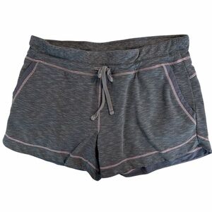 Athleta Techie Terry Jersey Shorts Gray w/Pink Piping Size Medium